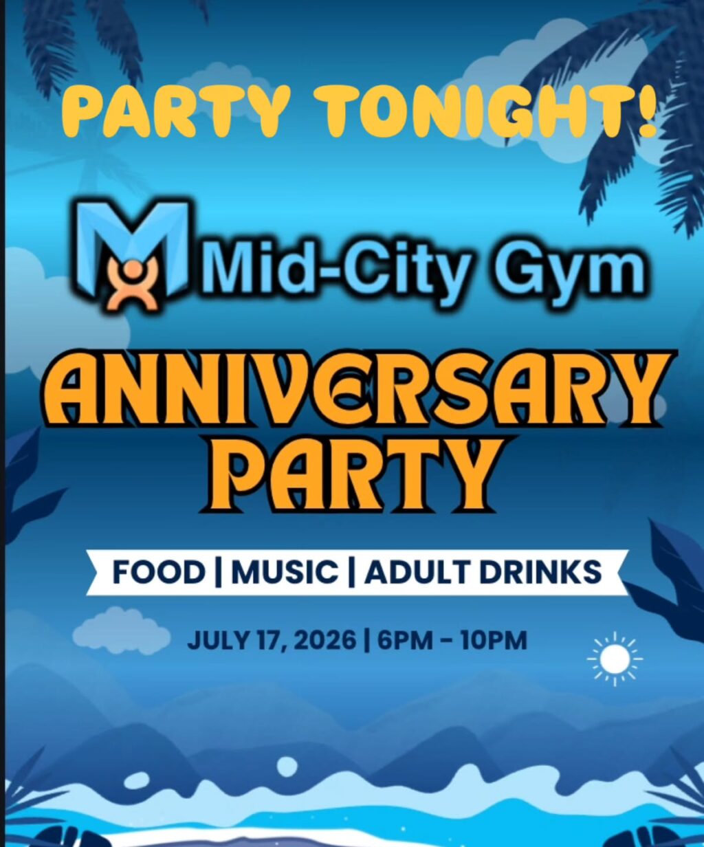 Join us tonight at the gym to celebrate going into our 65th year in business! Refreshments, free samples, and membership & renewal specials!
See you at the gym!
.
.
#thelongestrunninggyminthecountry
#lenend #midcitygym