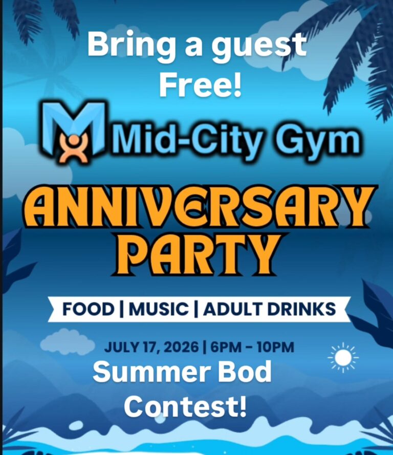 Entering our 65th year in business! Celebrate with us on Friday July 17th from 6 pm to 10 pm.
*Bring a guest FREE! Earn a free month for every guest that joins!
*Summer Bod Contest! Show off that summer bod in your best or funniest swimsuit and win 3 months of membership! (3 winners).
*Refreshments, beer, hard seltzer, snacks, and free samples!
See you then!
.
.
#summerbod #midcitygym